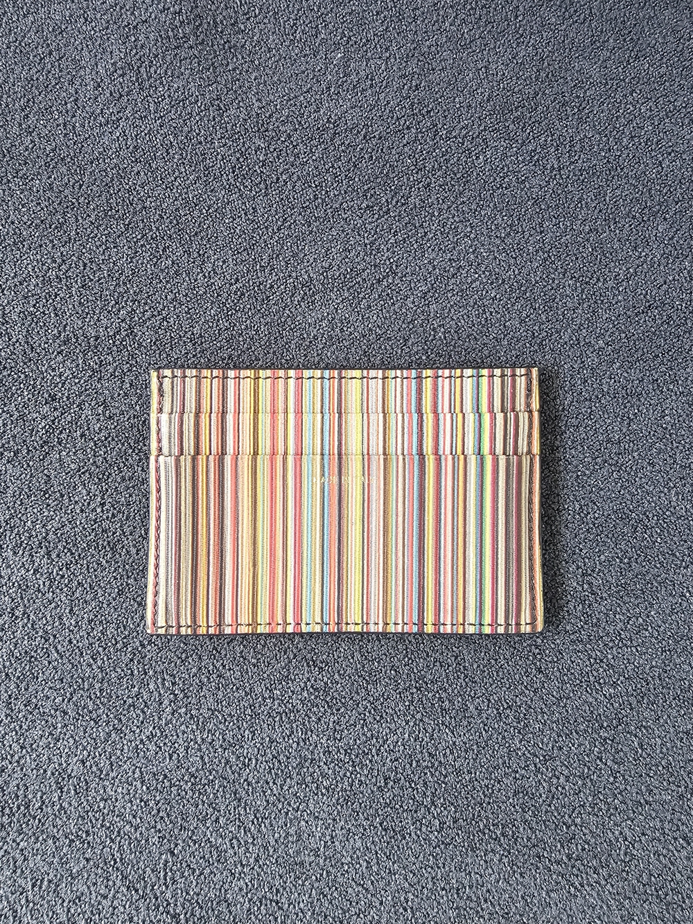 Paul Smith Classic Stripe Leather Card Holder with Gold Logo